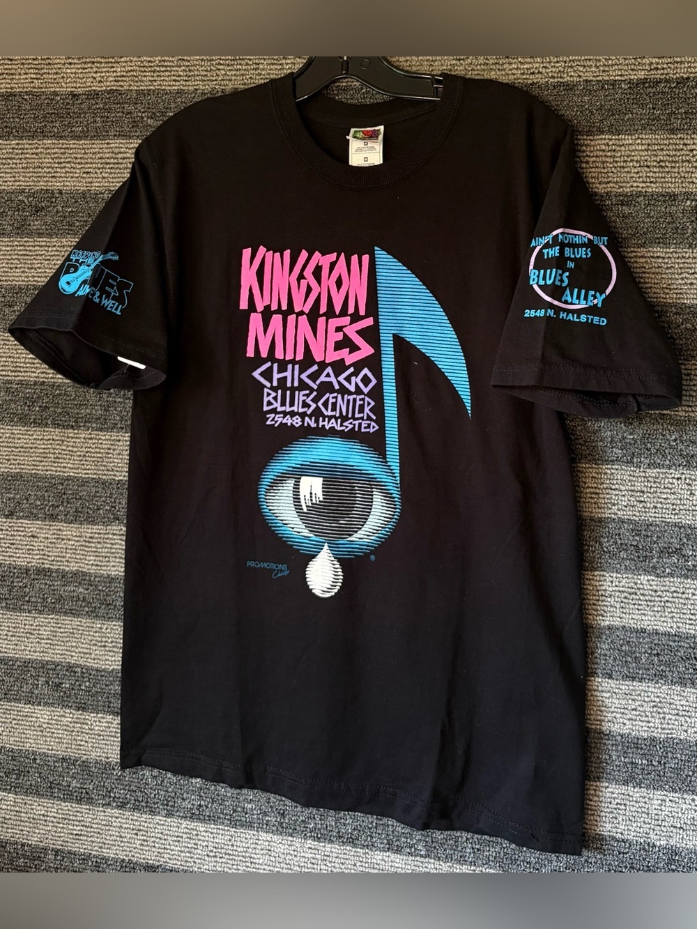 Vintage Y2K Kingston Mines Chicago Blues Center Black Graphic T-Shirt Medium EUC